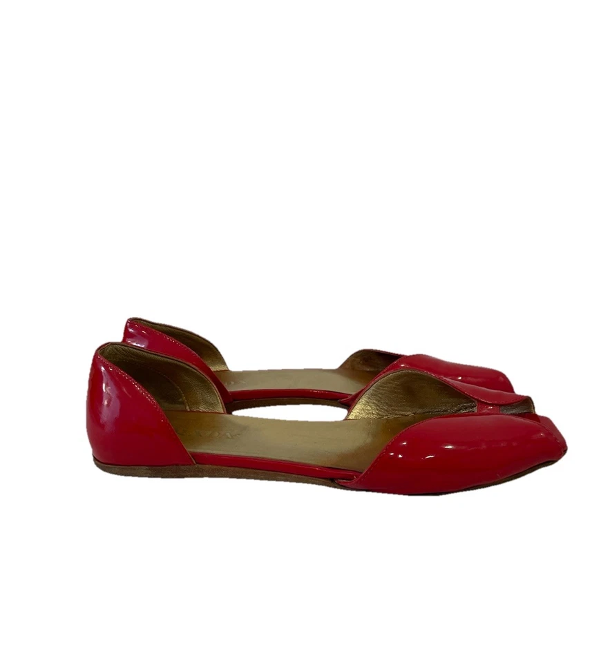 Zapatos de tacón H30#Prada para mujer de charol rojo punta abierta talla 39,5 hechos en Italia Foto 4 de 4