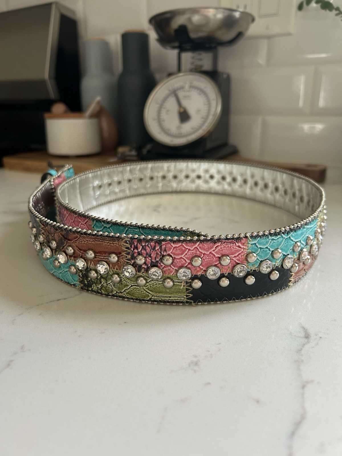 Guess Multi-colored Patchwork Rhinestones Studded… - image 3