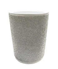 RACHEL ZOE WHITE,CRYSTALS ALL OVER GLITZ PORCELAIN TRASH CAN,WASTE BASKET,BIN