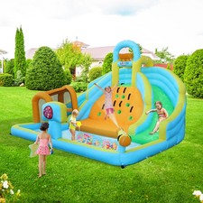 Inflatable Water Slide,Bounce House, Water Bucket, Deep Pool,with Air Blower