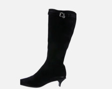 PRADA MILANO BLACK SUEDE KNEE HIGH BOOTS KITTEN HEEL MADE IN ITALY SIZE 9.5
