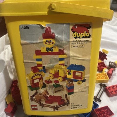 Retired 1991 LEGO Duplo Circus Set 2386-1 Large Yellow Bucket Near