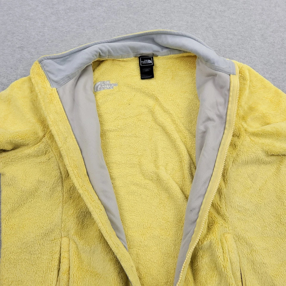 Chaqueta polar The North Face para mujer XL amarilla bordada bolsillos con cremallera completa Foto 3 de 4