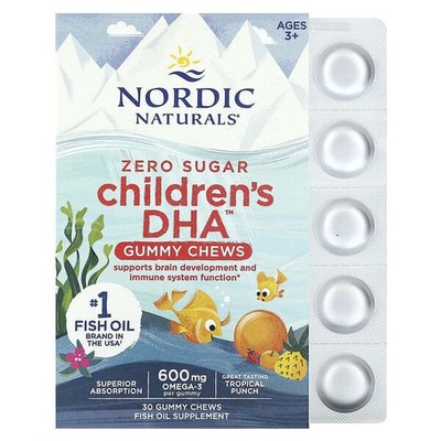 Nordic Naturals Children's DHA Gummy Chews Ages 3+ Tropical Punch 30 Gummies