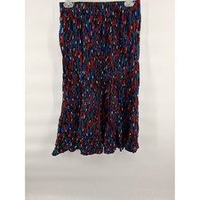Vtg 80s Folio by Fire Islander Rayon Midi Skirt 14 Abstract Art Graphic Pleated