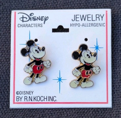 Vintage Disney Mickey Mouse Hypo-Allergenic Stud Earrings R. N. Koch Inc NOS C56