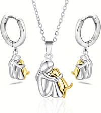 Little Puppy Stud Earrings Cute Pet Animal Jewelry Women Hug Cuddle Dog Necklace