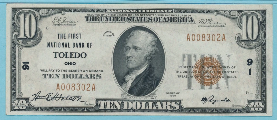 Toledo OHIO Charter 91 First Nat'l Bank Toledo $10 29-1 CU-64(PMG)  EPQ Ch Unc - Image 2 of 4