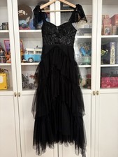 City Studios Juniors' Ruffle-Tiered Sequin-Lace Gown Black Size 3/4