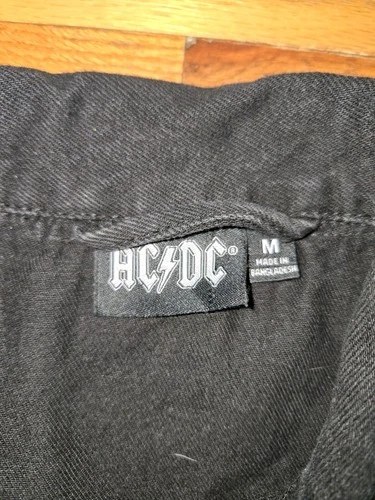 AC/DC Black Denim Leopard Print Album Titles Trucker Jacket Medium image 5