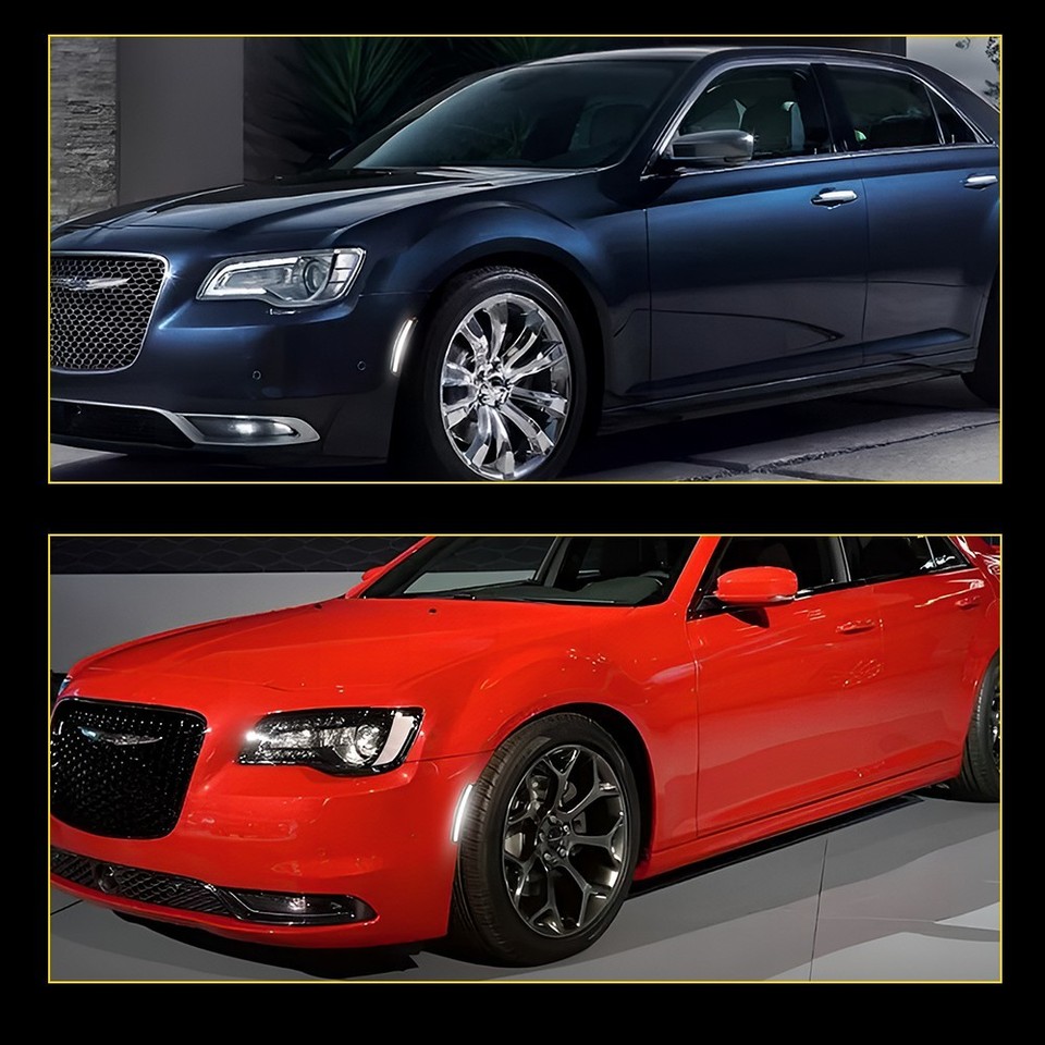Set Of 4 Smoked LED Side Marker Lights For 2015-2023 Chrysler 300 / 300C / 300S - Amber Front & Red Rear, Plug & Play
