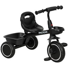 Adjustable Toddler Tricycle for Ages 2-5 with Storage Basket, Black