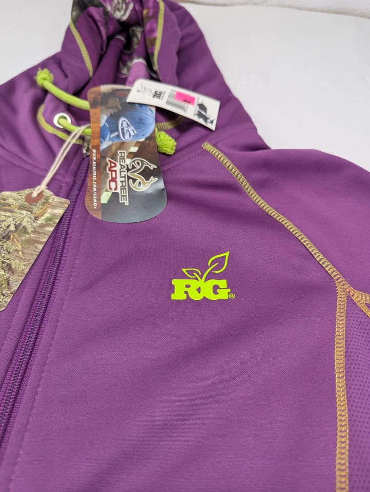 Realtree APC Hooded Sweatshirt Girls Size Large Purple /  Green Accents - Image 3 of 4