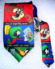 Looney Tunes Taz Bugs Bunny Marvin Martian Daffy Duck Vintage Tie