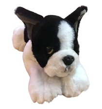 FAO Schwarz Realistic French Bulldog Plush Puppy Boston Terrier Black White 14