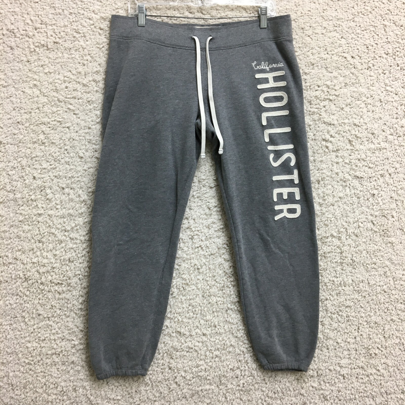 Hollister Gray Spellout Logo Jogger Sweatpants for Women Large Athletic Fit