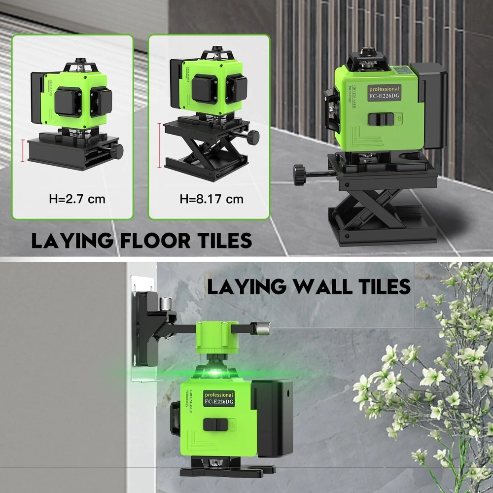 Laser Level with tripod 16 Lines Self Leveling, 4x360° 4D Green Beam Cross