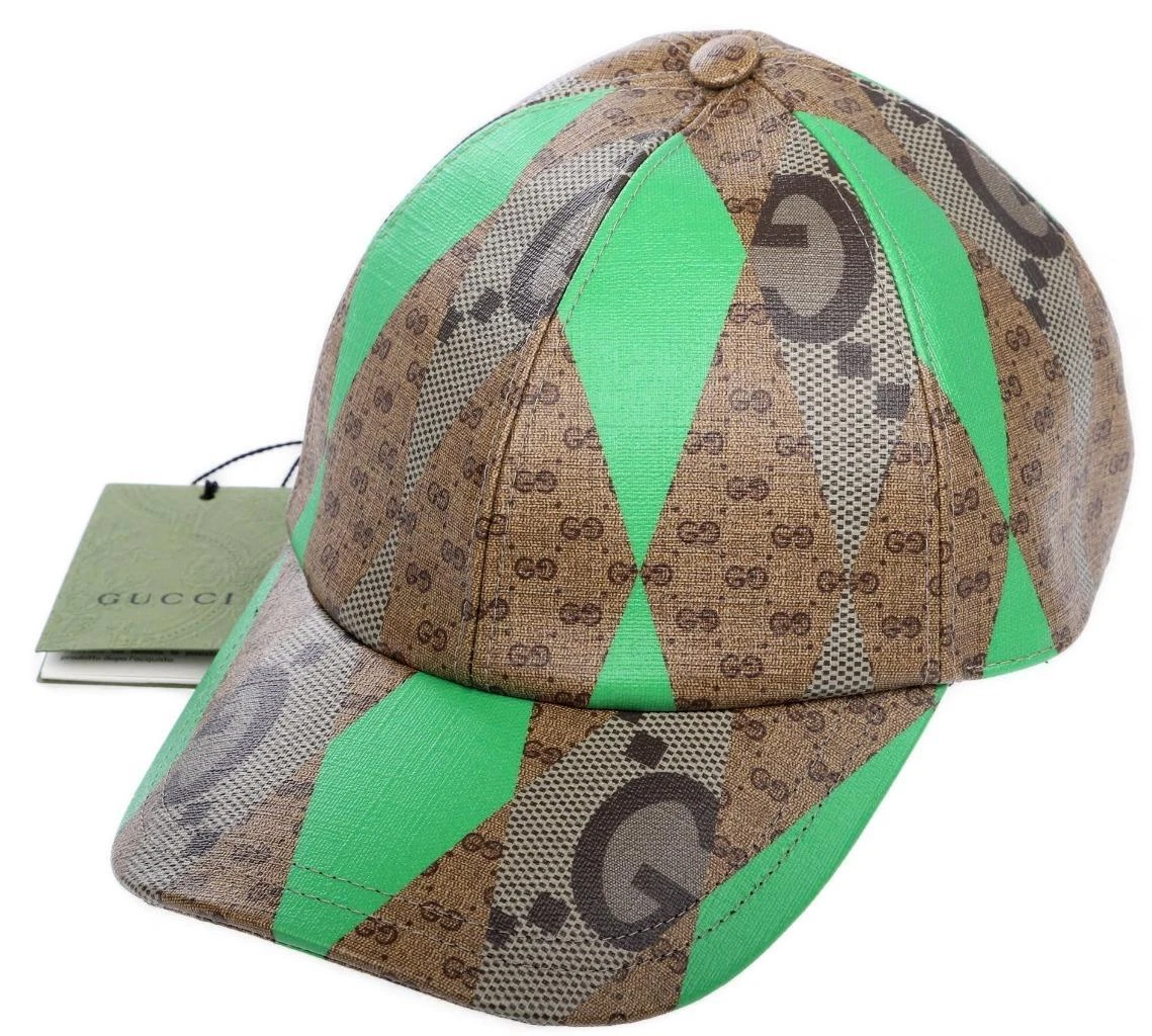 NEW GUCCI RHOMBUS SUPREME CANVAS PATCHWORK BASEBALL HAT 57/SMALL UNISEX