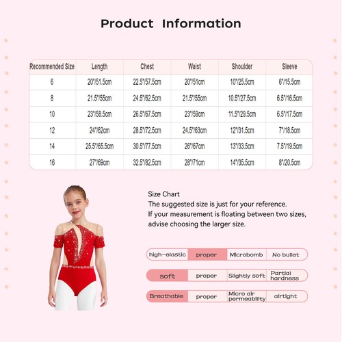 Kinder Mädchen Tanzkleidung Sportliche Bodysuit Rhythmisch Leotard Sheer Mesh - Bild 26 von 75