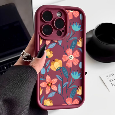 For iPhone 15 14 13 Pro Max 12 11 ShockProof Flowers Slim Soft Bumper Case Cover