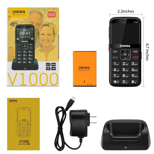 Unlocked UNWIA 4G LTE Mobile Cell Phone Big Button SOS Keyboard For Elderly - 第 8/21 張圖片