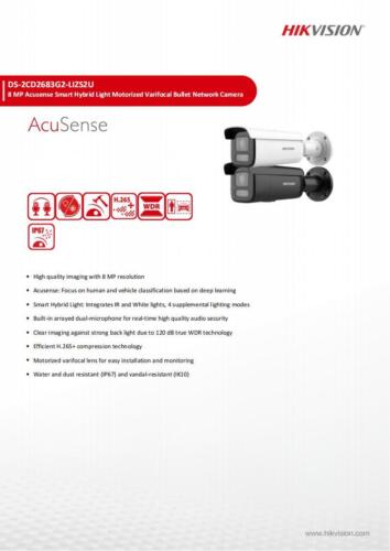 Hikvision 8MP Bullet IP Camera 4K Motorized Varifocal lens DS-2CD2683G2-LIZS2U - Picture 3 of 7