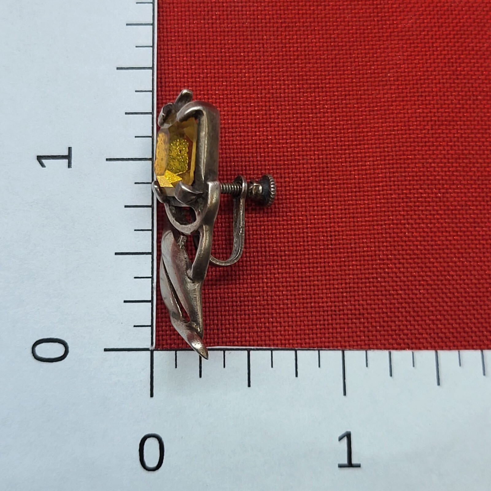 VTG Sterling Silver Rectangular Citrine Earrings - image 9