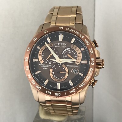 Citizen Men s A-Tb Alarm World Time Chrono R.Control Rose Gold Bracelet Watch