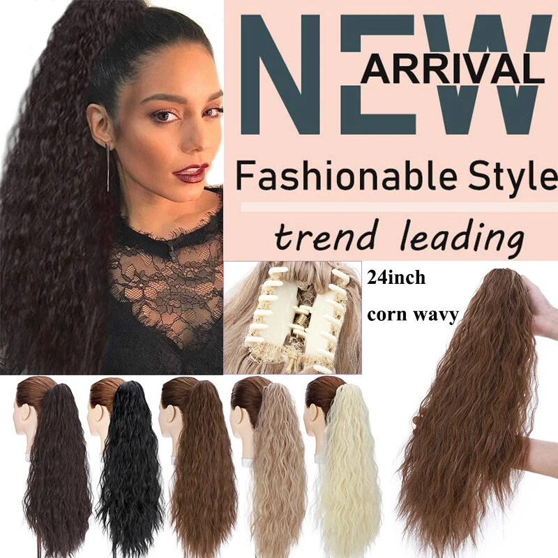 100% Thick Ponytail Hairpiece Claw Clip Long Wavy Curly Pony Tail Hair Extension - Image 4 of 4