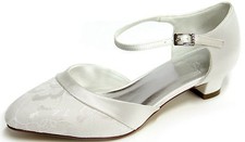 HBH Satin Hochzeit Brautschuhe,mit Spitzenüberzug,innen ausgepolstert,2cm Absatz