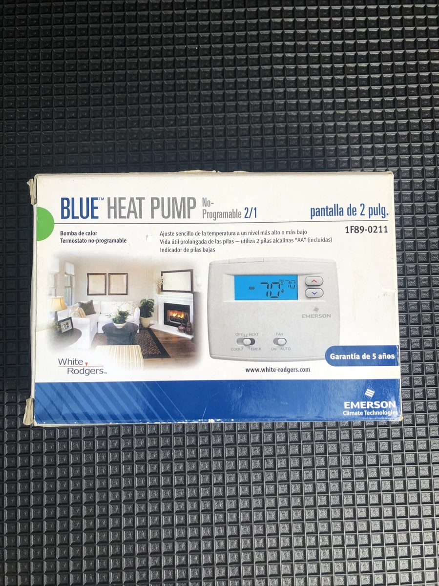 Emerson White Rodgers 1F89-0211 Blue 2u0026#034; Thermostat, Heat Pump,  Non-Programmable | eBay