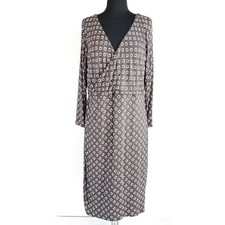 Ann Taylor Loft Pleated Dress Womens L Geometric 3/4 Sleeve Asymmetrical New NWT