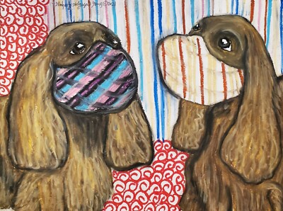 SUSSEX SPANIEL Collectible ACEO Dog Art Print 2.5 x 3.5 Signed by Artist KSams