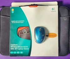 Logitech Wireless Mouse M215 With 16" Laptop Sleeve Blue