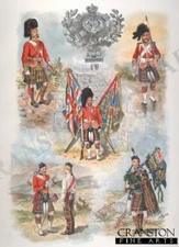 Harry Payne Military art post card Badge and colours of the Cameron Highlanders