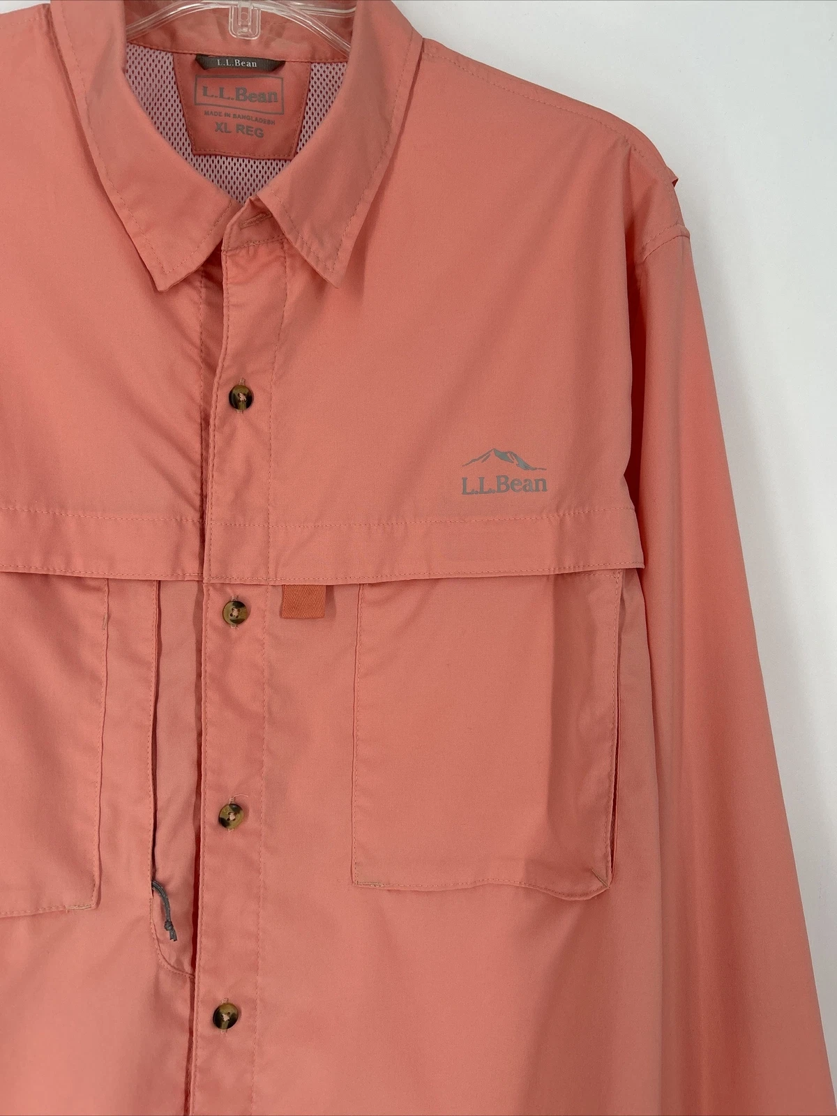 L.L.Bean Vented Long Sleeve Men's Fishing Hiking Shirt Sz XL UPF 50+ Orange