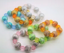 Wholesale lot Colorful sparking fabric And acrylic ball style Stretch Bracelets
