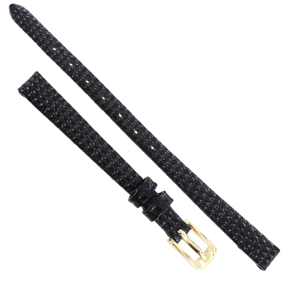 8mm Speidel Black Lizard Grain Leather Slight Taper Ladies Watch Band Reg 261130 - Image 2 of 3