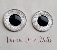 Blythe Doll Eyechips Metallic White Glitter Furby Eye Chips 14mm Ooak Blythe Bjd