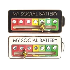 My Social Battery Interactive Mood Enamel Pin