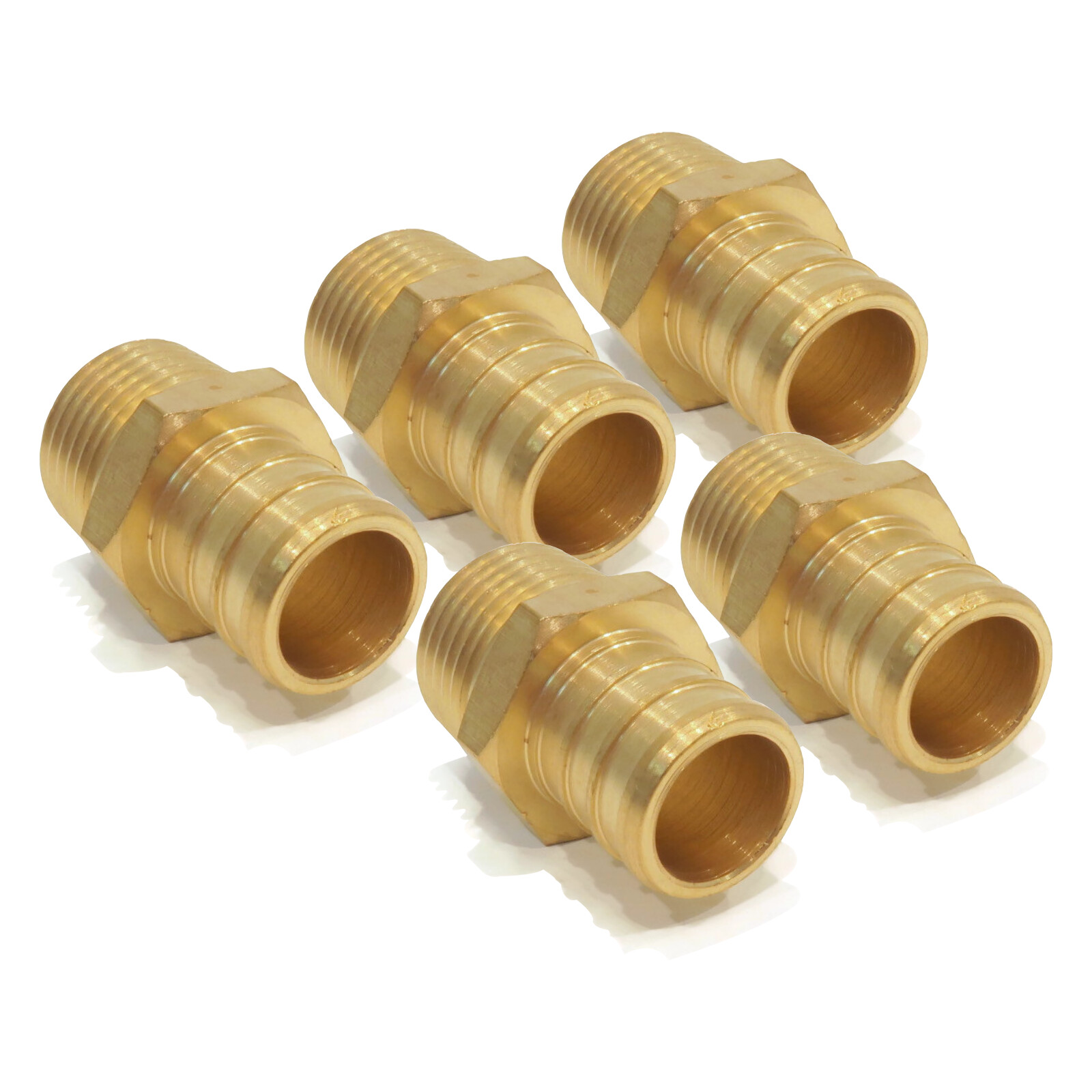 (5) 3/4" x 1/2" MALE NPT PEX BRASS LEAD FREE THREADED ADAPTERS Crimp Waterline