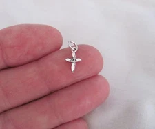 Very small Sterling Silver Star Cross mini tiny charm