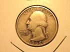 1935 WASHINGTON QUARTER, SILVER, FREE SHIPPING (#881D)