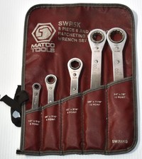 5 Pc. Matco Tools 6 & 12 Pt. Ratcheting Box 1/4" - 7/8" Wrench Set SWR5K w/ Bag