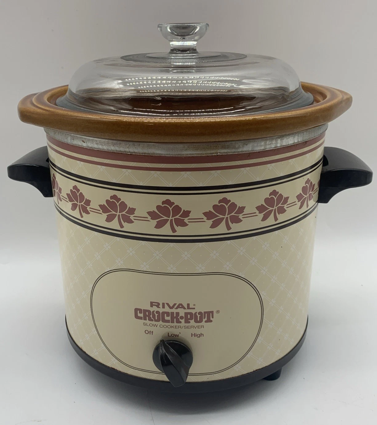 Vintage Rival Crock Pot Slow Cooker 3150/2 3.5 Qt Removable Stoneware Glass Lid