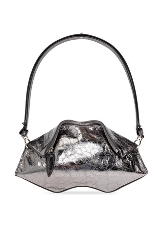 ALEXANDER MCQUEEN $1750 Manta Dark Silver Clutch Bag & Authentic