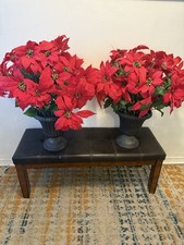 Artificial Poinsettia Set Of 2 In Planters Large 32  Tall
