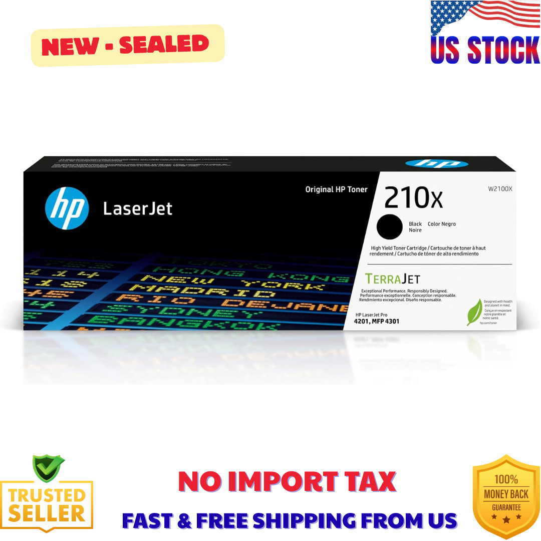HP 210X Black Original LaserJet Toner Cartridge, ~7,500 pages, W2100X