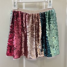 H M Rainbow Sequined Sequin Skirt Elastic Waist Girls Size 6X