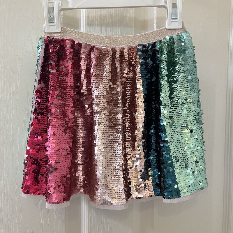 H&M Rainbow Sequined Sequin Skirt Elastic Waist Girls Size 6X